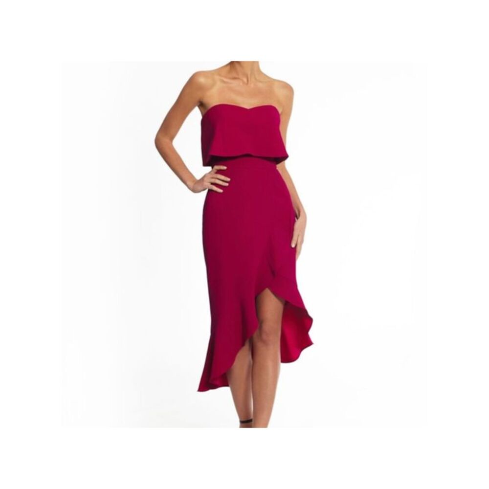 XSCAPE Womens Pink Crepe Mermaid Sleeveless Midi Party Hi-Lo Dress Petites 6P